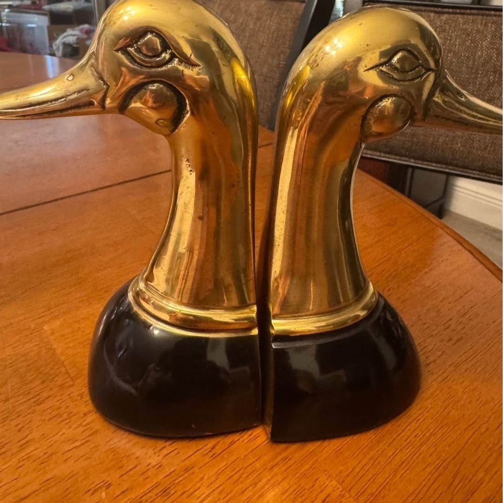 Brass Duck Head Bookends